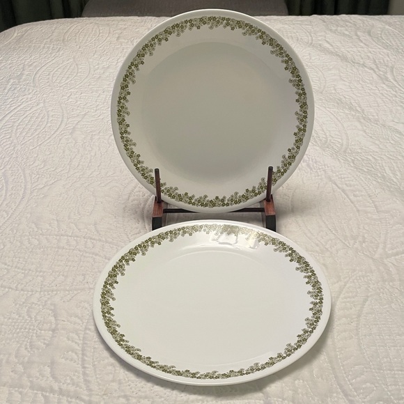 CORELLE SPRING BLOSSOM Green Crazy Daisy Dinner Plates Set of 2 Green & White - Picture 1 of 9